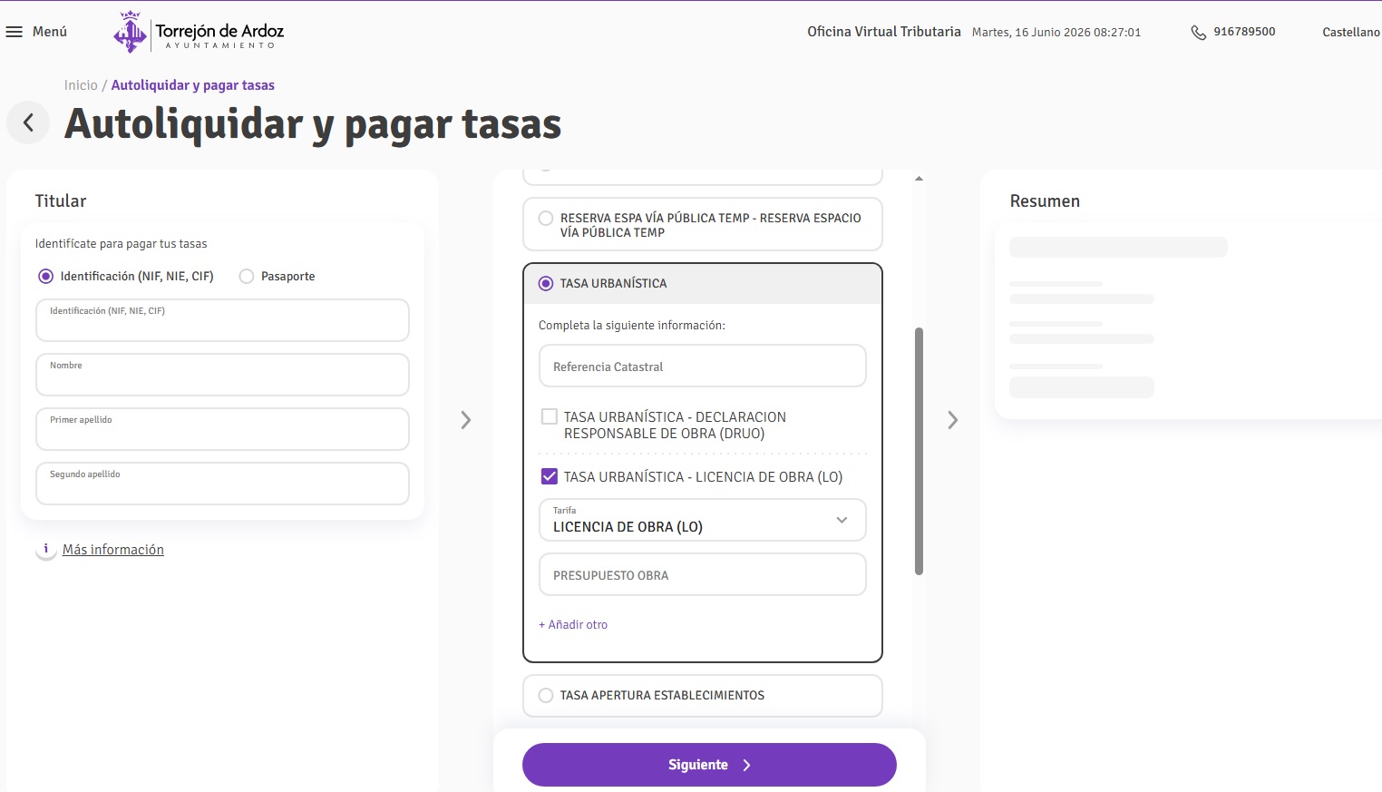 AUTOLIQUIDACION TASAS grua LO