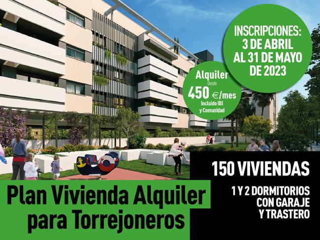 Últimos tres días para que los torrejoneros puedan solicitar una de las 150 viviendas de la 1ª fase del Plan Vivienda Alquiler y consultar las bases en la web municipal