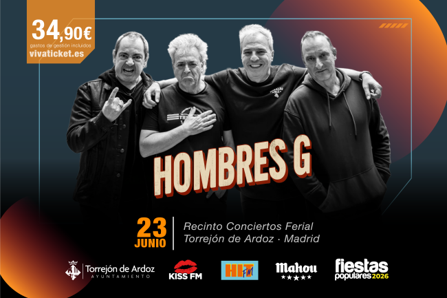 Hoy martes, 23 de junio, gran concierto de Hombres G en las Fiestas Populares y a su finalización, Noche del Fuego, gran espectáculo de Fuegos artificiales