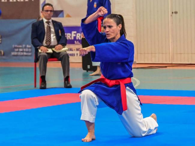 Clara Gutiérrez durante su ejercicio en el Campeonato de España